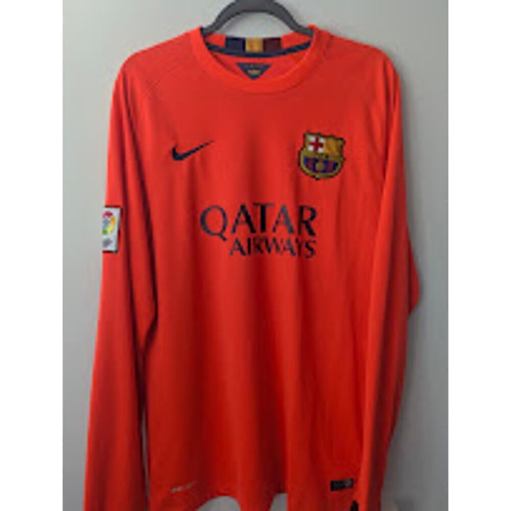 FC Barcelona 2014-15 Away Jersey Men’s XL Long Sleeve Orange Rare Retro Nike